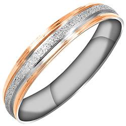 Everstone Damen-Ring Titan, Herren-Ring Titan, Freundschaftsringe, Hochzeitsringe, Eheringe, Farbe: Silber, Rotgold Breite Sz54 von Everstone