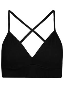 Evoni Damen BH ohne Bügel l Bralette-BH aus Baumwolle l bequemer, weicher, doppellagiger Soft Cup-BH schwarz XL von Evoni