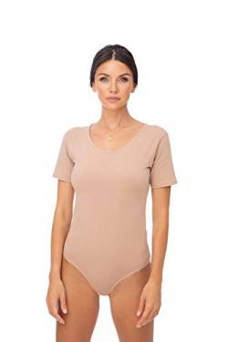 Evoni Damen Body kurzarm hellbraun XS von Evoni