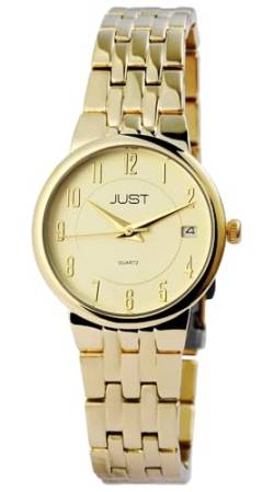 Klassische Damen Armband Uhr Gold Edelstahl Analog Datum Quarz 5ATM Fashion 9JU10171003 von Excellanc