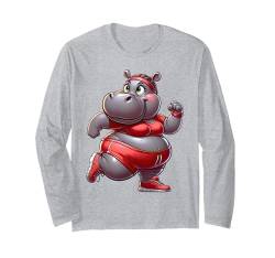 Hippo Fitness Gym Aerobic Workout Sport Training Langarmshirt von Exercise with Hippo