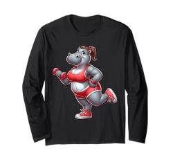 Hippo Fitness Gym Aerobic Workout Sport Training Langarmshirt von Exercise with Hippo