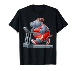 Nilpferd auf dem Laufband Gym Fitness Workout Training Sport T-Shirt von Exercise with Hippo