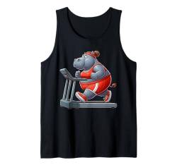 Nilpferd auf dem Laufband Gym Fitness Workout Training Sport Tank Top von Exercise with Hippo