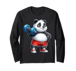 Panda Gewichtheber-Trainer Gym Fitness Workout Training Langarmshirt von Exercise with Panda