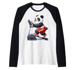 Panda auf Ellipsentrainer Gym Fitness Workout Training Raglan von Exercise with Panda