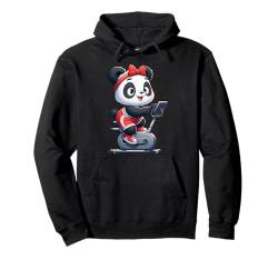 Panda auf Heimtrainer Gym Fitness Workout Training Sport Pullover Hoodie von Exercise with Panda