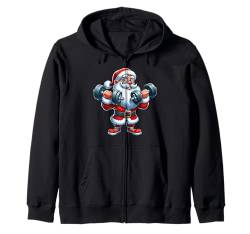 Santa Gewichtheben Gym Training Weihnachten Fitness Kapuzenjacke von Exercise with Santa