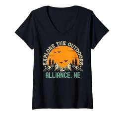 Damen Alliance, Nebraska — Erkunden Sie die Natur T-Shirt mit V-Ausschnitt von Explore The Outdoors Vintage Sunsets