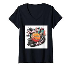 Damen Retro-Basketballspieler T-Shirt mit V-Ausschnitt von Extreme Greatness