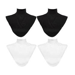 4pcs Muslim Rollkragen, Falscher Kragen Damen Baumwolle, Abnehmbarer Kragen Damen Warm, Women Turtleneck Collar, Warm Blusenkragen Einsatz für Formelle Kleidung Blusen Pullover von F Fityle