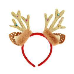 F Fityle Feiertags-Stirnband, Weihnachts-Stirnbänder, Festival-Kopfbedeckung, Rentier-Geweih-Stirnband, Weihnachts-Geweih-Stirnbänder für Erwachsene und Kinder, Gelb von F Fityle
