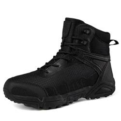 Herren Jagdstiefel Taktischer Kampf Militär High Top Stiefel Durable Combat Work Shoes Lightweight Hiking Walking Boots,Schwarz,42 EU von FADUNI