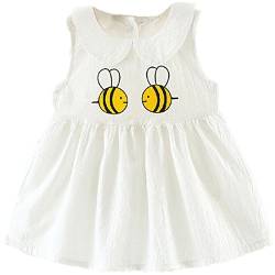 FAIRYRAIN Baby Kinder Mädchen Babykleid Sleeveless schön Biene Sommer Party Kleid Mädchenkleid (6-12 Monat, Weiß) von FAIRYRAIN