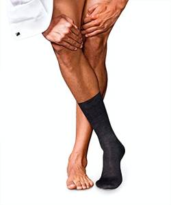 FALKE Herren No. 6 Socken atmungsaktive klimaregulierende geruchshemmende Wolle Seide hochwertig elegant verstärkte Herrensocken flache Naht druckfreie Fußspitze fein einfarbig Business 1 Paar von FALKE