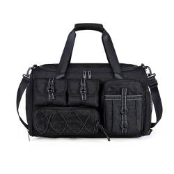 FANDARE 3 IN 1 Sporttasche Reisetasche Rucksack Herren Damen Weekender mit Schuhfach & Trocken- und Nasstrennung Handgepäck Doktortasche Fitnesstasche Trainingstasche Badetasche Reisetasche Schwarz von FANDARE