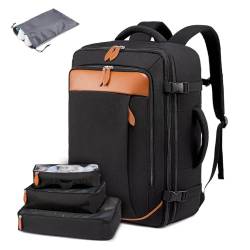 FANDARE Groß Handgepäck Rucksack 50x17x35 Ryanair Reiserucksack für Ryanair Flugzeug Reiserucksack Handgepäck Laptop Daypacks Flug genehmigt Rucksack mit 3 Aufbewahrungstaschen Schwarz von FANDARE