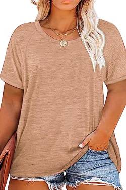 FANGJIN Tunika Damen Große Größen T-Shirt Sommer Kurzarm Rundhals Oberteil Locker Frauen Casual Lose Tops Elegant Bluse von FANGJIN