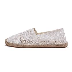 FANSU Espadrilles für Damen, Sommer Geflochten Leinen Laubsägearbeiten Espadrilles Damen Casual Slip-on Canvas Schuhe, Atmungsaktiv & Bequem von FANSU