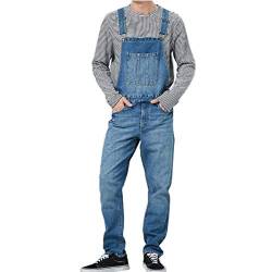 FANSU Herren Jeans Latzhose Overall, Arbeitshosen Lange Jeanshose Retro Denim Arbeitslatzhose Jumpsuit Destroyed Ripped Multifunktion Hose Arbeitskleidung (Navy blau,L) von FANSU