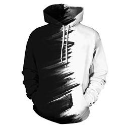 FANSU Unisex 3D Druck Hoodie Herren Damen Kapuzenpullover, Moderne Schwarz Weiß Pullover Sweatshirt Herbst und Winter Langarm Paare Einfach Mode Hoodies Mit Tasche (S,Kunst schwarz) von FANSU