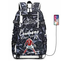 Lorh's store Fußballer Star C-ristiano Ronaldo Multifunktionsrucksack CR7 Reisestudent Rucksack Fans Büchertasche für Männer Frauen (G-Muster 4), Einheitsgröße von FANwenfeng