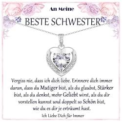 FAOMZQ Schwester Halskette, Geschenk für Schwester, An meine Schwester Kette, Herz Kette für Schwester von Große Kleine Schwester zum Geburtstag Weihnachten Schulanfang Einschulung Abschluss von FAOMZQ