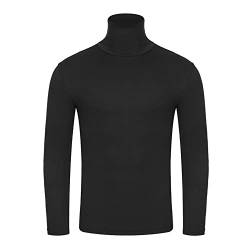 FAWHEWX Rollkragenpullover für Herren, langärmelig, Feinstrickpullover, lässig, schmal, Basic-Herren-Bottom-Shirt, Herbst-Herren-Rollkragenpullover, langärmeliglässiges Strick-T-Shirt(C-Schwarz/L) von FAWHEWX