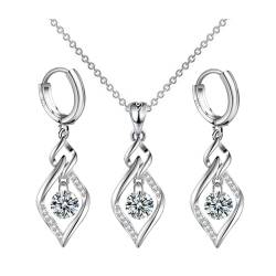 FDEETY Schmuckset Strass Halskette Ohrringe Sets Prom Kostüm Schmuck Set Braut Hochzeit Party für Frauen und Mädchen (Weiß) von FDEETY