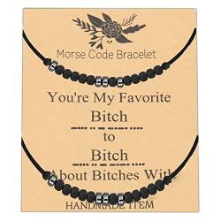 FEELMEM Bitch Morse Code Armband 2 Stück Best Friend Geschenk You're My Favorite Bitch To Bitch About Bitches With Maid of Honor Schmuck, middle von FEELMEM