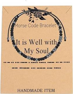 FEELMEM Religiöses Geschenk zur Konfirmation "It Is Well With My Soul Morsecode", inspirierendes Geschenk für Kirche, Mädchen, Middle, Geflochtenes Seil von FEELMEM