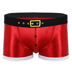 FEESHOW Herren Weihnachtsmann Kostüm Samt Boxershorts Kurze Hose Trunk Männer Sexy Weinachten Unterhose Nachtwäsche Rot_P L von FEESHOW