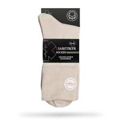 FEINSCHÖN Diabetikersocken für Damen und Herren ohne Gummi mit Pique Bund, Diabetiker Socken mit 97% Baumwolle (39-42, Beige) von FEINSCHÖN