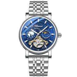 FENKOO Mode Automatische Mechanische Uhren Luxus Lederband Business Uhr for Männer Skeleton Leuchtende (Farbe : Blue+) von FENKOO