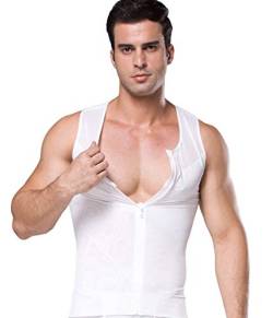 FEOYA Kompressionsunterwäsche Figurformendes Unterhemd Zipper Herren Tank Sport Fitness Bodyshaper Top Bauchweg Body Shaper für Männer von FEOYA