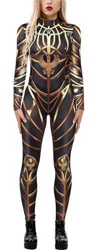 FEOYA Skelett-Kostüm für Damen Halloween Kostümparty Rollenspiel Cosplay Bodysuit Jumpsuit Clubwear von FEOYA