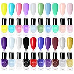 FERCAISH 20 Flaschen ungiftiges Nagellack-Set, umweltfreundliches, einfaches Abziehen und schnell trocknender Nagellack auf Wasserbasis für Frauen, Jugendliche, Kinder von FERCAISH