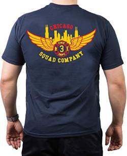 CHICAGO FIRE Dept. Squad 3 Eagle Wings, Skyline, Emblem, T-Shirt navy (3XL) von FEUER1