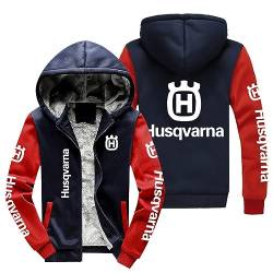 Herren Hoodies Sweatershirts mit H.u.s.q.v.a.r.n.a Dicke Warme Fleecejacke Winter Warm Zip Up Kapuzenpullover Jacken – Geschenke Teenager(Red,L) von FEegar