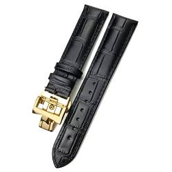 FFHDJL 19mm 20mm 21mm 22mm Echtes Leder Watch Band Ersatz für Vacheron Constantin-Patrimonie Vc. Schwarzer blau brauner Rindsriemenriemen(Black golden fold,20mm) von FFHDJL