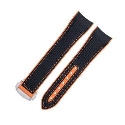 FFHDJL 20 mm 21 mm Gummi-Silikon-Ersatz-Uhrenarmband für Omega Seamaster 600 300 AT150 Aqua Terra 8900 Uhrenarmband mit Stahlschnalle(Black Orange5,22mm) von FFHDJL