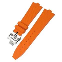 FFHDJL FKM Senior Fluorkautschuk-Armband für Vacheron Constantin 4500 V 5500 V 7900 Uhrenarmband vc Convex Mouth 7 mm Uhrenzubehör(Orange,Rose gold buckle) von FFHDJL