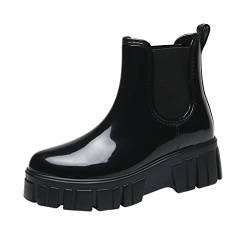 FGUUTYM Gummistiefel Damen Kurz Regenstiefel Wasserdicht Regenschuhe Gummistiefelette Gummischuhe Chelsea Boots Gartenschuhe Rutschfeste Gummi Stiefel Schlupfstiefel Arbeitsstiefel Regen Stiefeletten von FGUUTYM