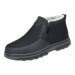 FGUUTYM Herren Frühling und Winter Große Größe Plus Samt Plus Dicke Unterseite Seitlicher Reißverschluss Lässig Weiche Unterseite Leichte Unterseite Warme Kalte Schneestiefel Trainer (Black, 43) von FGUUTYM