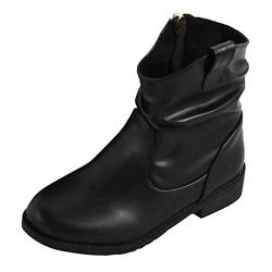 FGUUTYM Kinderschuhe MäDchen 28 Kurze Stiefel Prinzessin Schuhe mit Seitlicher Reißverschluss Kinderstiefel Schlupfstiefel Herbst Stiefeletten Rutschfest Ankle Boots Lederritterstiefel von FGUUTYM