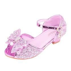 FGUUTYM Kinderschuhe mit glänzenden Sandalen Prinzessin Schuhe Bogen High Heels Zeigen Prinzessin Schuhe Sneaker Kinder 31 Mädchen (Purple, 32 Big Kids) von FGUUTYM