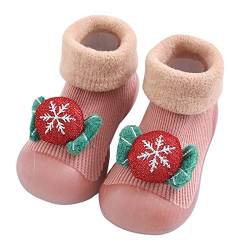 FGUUTYM Schnee Weihnachten Baby Socken Schuhe Kinder Baby Socken Baby Kleinkind Schuhe Bodensocken Baby Sneaker Socken Mädchen (Pink, 19 Infant) von FGUUTYM