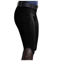 Reitleggings Damen Mädchen Reithose Mit Handytasche Elastische Jodhpurhose Reit-Tights Für Reitschule Reitsport Radfahren Turnierreithose Reiterhosen Kniebesatzreithose Vollbesatzreithose S-Xxl von FGUUTYM