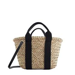 FGVHJOJXA Casual Rattan Korb Tasche Designer Wicker gewebt Frauen Handtaschen Stroh Schulter Crossbody Taschen Sommer Strandtasche Große Totes von FGVHJOJXA