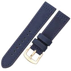 FGVHJOJXA Echtes Leder Uhrenarmbänder Armband Schwarz Blau Grau Braun Rindsleder Uhrenarmband for Frauen Männer 18 20mm 22mm 24mm Handgelenk Band(24mm,Blue black buckle) von FGVHJOJXA